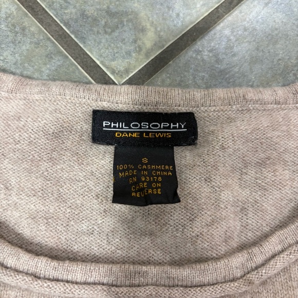 Philosophy Dane Lewis Cashmere Beige Asymmetrical Tunic Sweater Sz S Minimalist - Picture 2 of 8